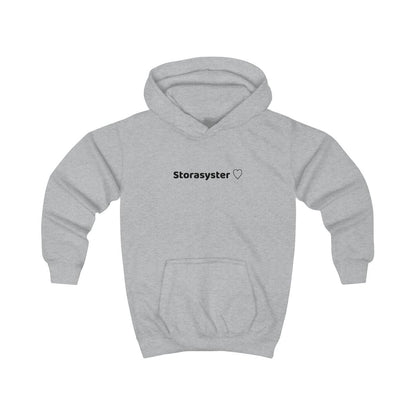 Storasyster ♡ hoodie barn – Gråmelerad
